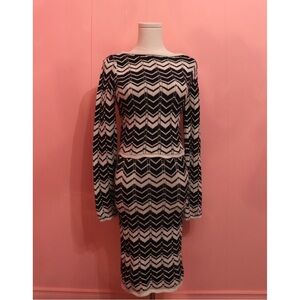 Chevron Patterned Black and White Dress